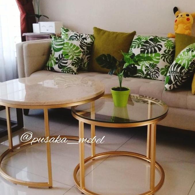Terbaru Meja Bulat Marmer, Coffe Table Bulat Marmer, Meja Besi Marmer Bulat