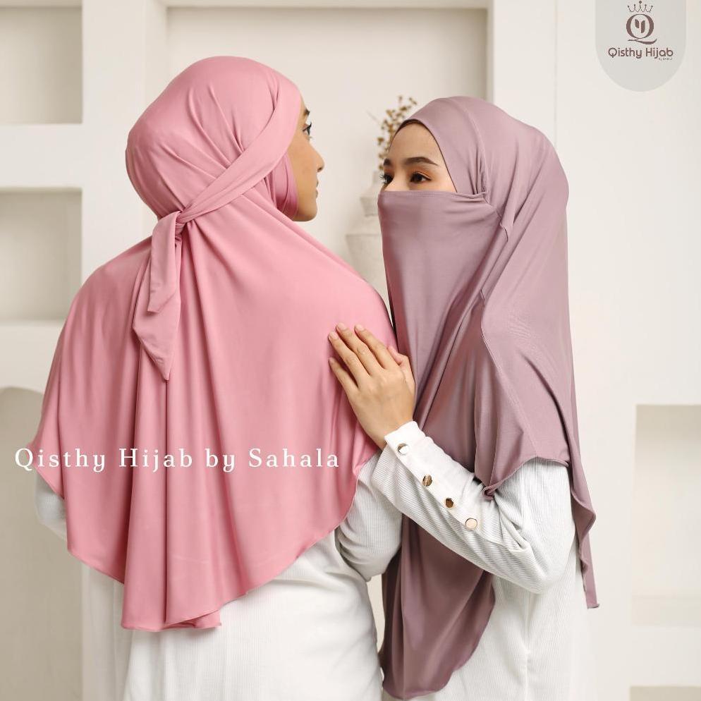 BEST DEALS QISTHY HIJAB - SARAH French Khimar Jersey L Jumbo Hijab Niqob Umroh Qisthy Hijab by Sahal