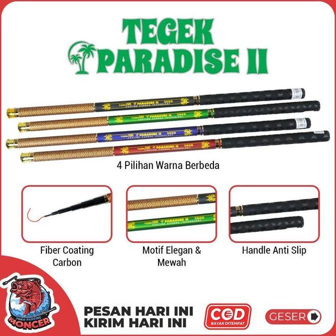 Termurah Paradise Joran Tegek Pancing Paradise Ii Bahan Fiber Solid Coating I Carbon Kuat Dan Action