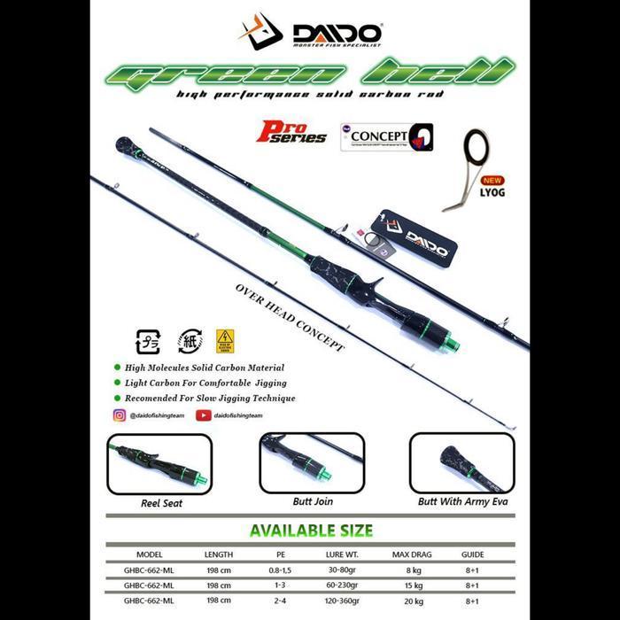 Joran Bc Daido Green Hell 198cm Pe 0.8-1.5 Pe 1-3 Pe 2-4