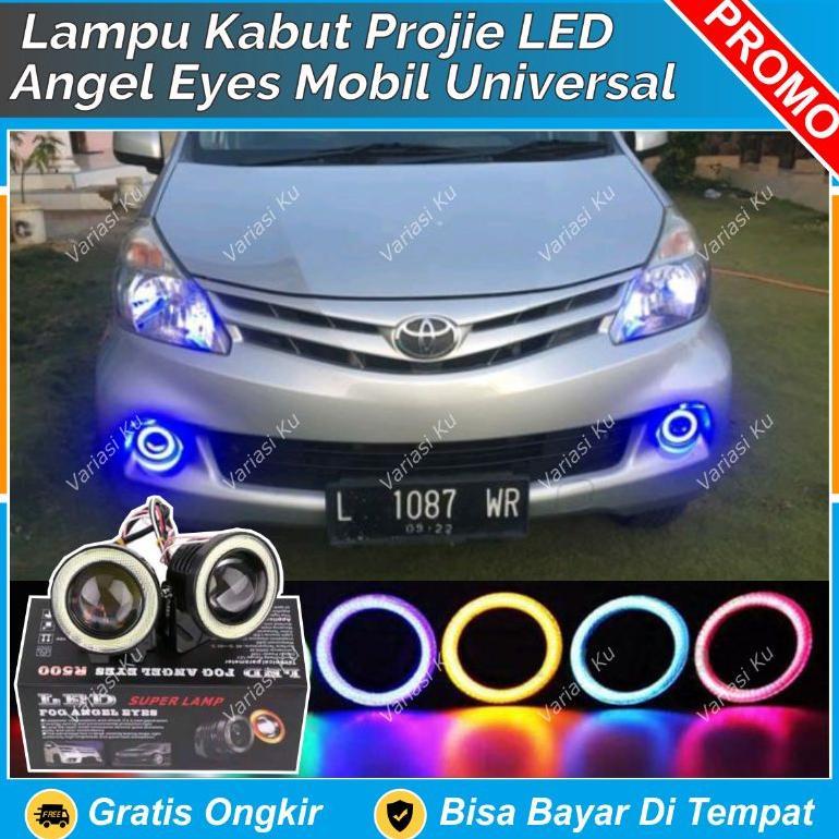 LAMPU LED FOGLAMP ANGEL EYE MOBIL PROJIE TEMBAK KABUT + 89 MM 89MM 2 MODE : AVANZA XENIA HONDA JAZZ 