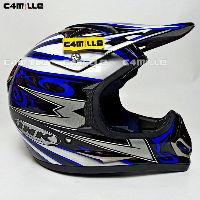 HELM INK CROSS MOTO - X #1 BLACK BLUE TRAIL CROSS terlaris