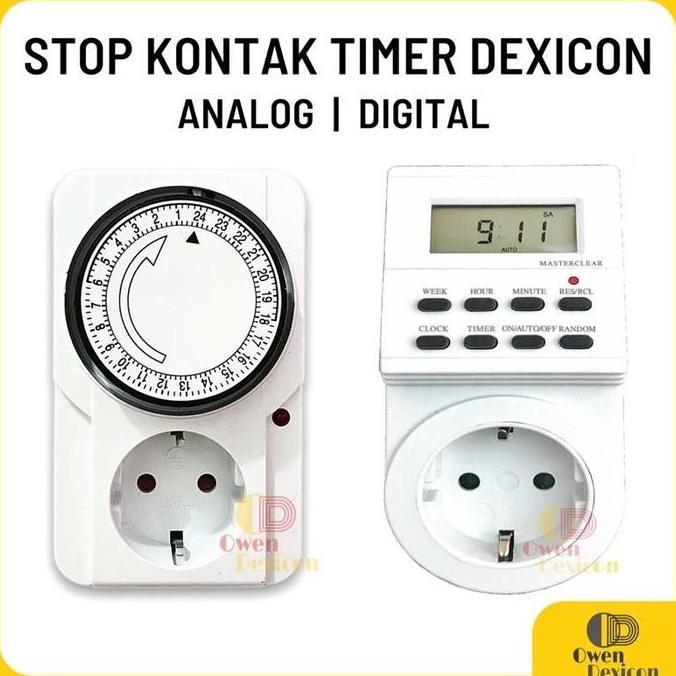 Termurah Dexicon Stop Kontak Timer 24 Jam Digital & Analog Saklar Otomatis Untuk Men-Charge Handphon