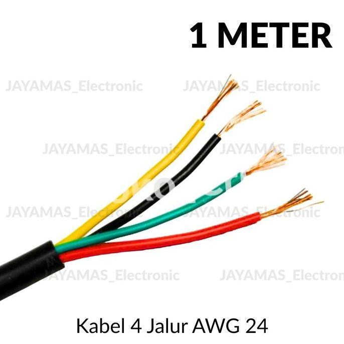 Grosir Kabel 4 Jalur Awg 24 + Selongsong Harga Grosir / Kabel 4C / Kabel Bulat 4 Warna