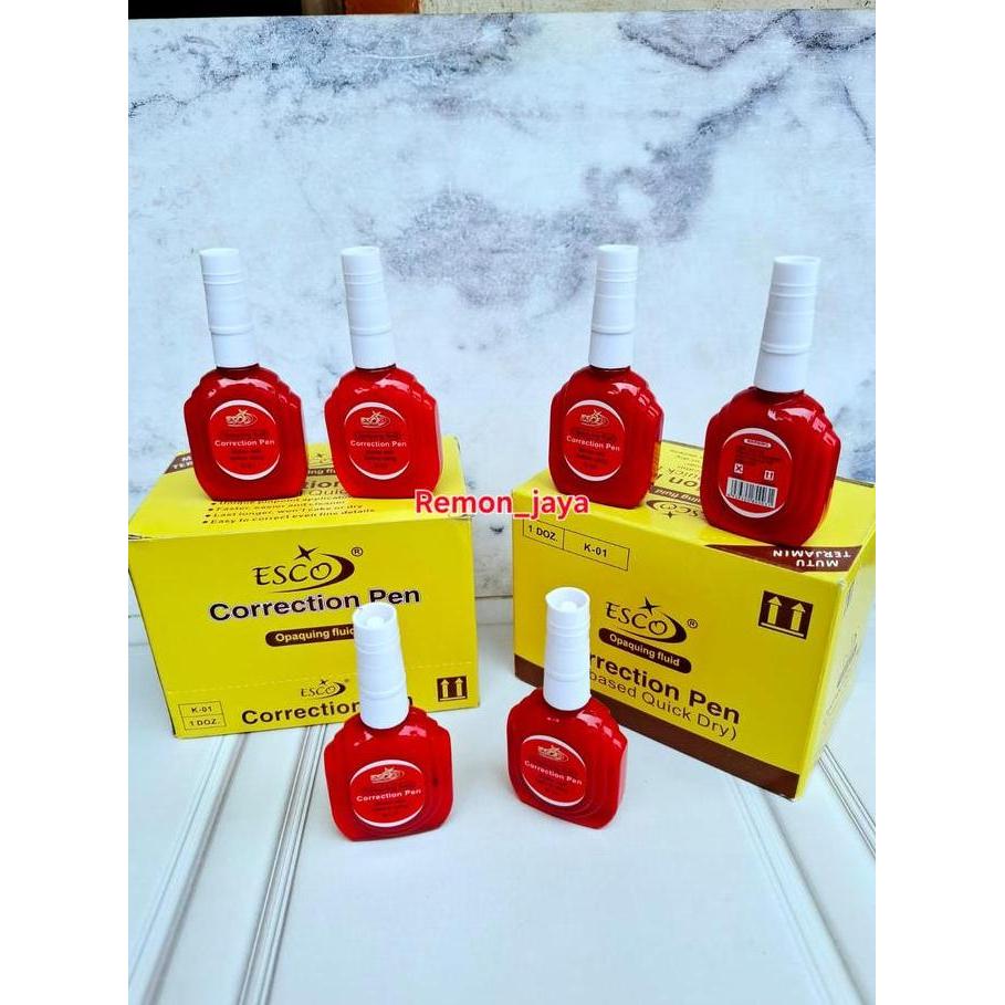 ESCO 1 Box Isi 12 Pcs Tip Ex Cair Esco Correction Pen Tip X Pengesian Teks 12 Buah dalam 1 Box Stati