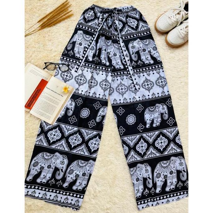 Agamisanah6 - Celana Kulot Mihu Mihu Unisex Cewek Cowok Gajah Muat Sampai BB 70 kg Bahan Rayon Celan