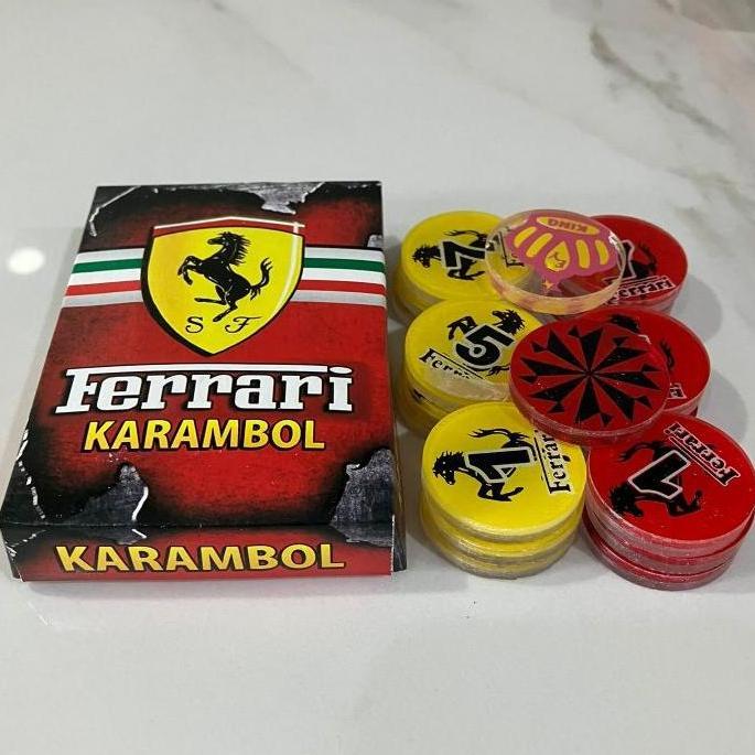 Promo Biji Karambol Rangkap 2 Lapis Tebal 5 Mm Motif Ferrari / Random | Koin Krambol Dua Layer Origi