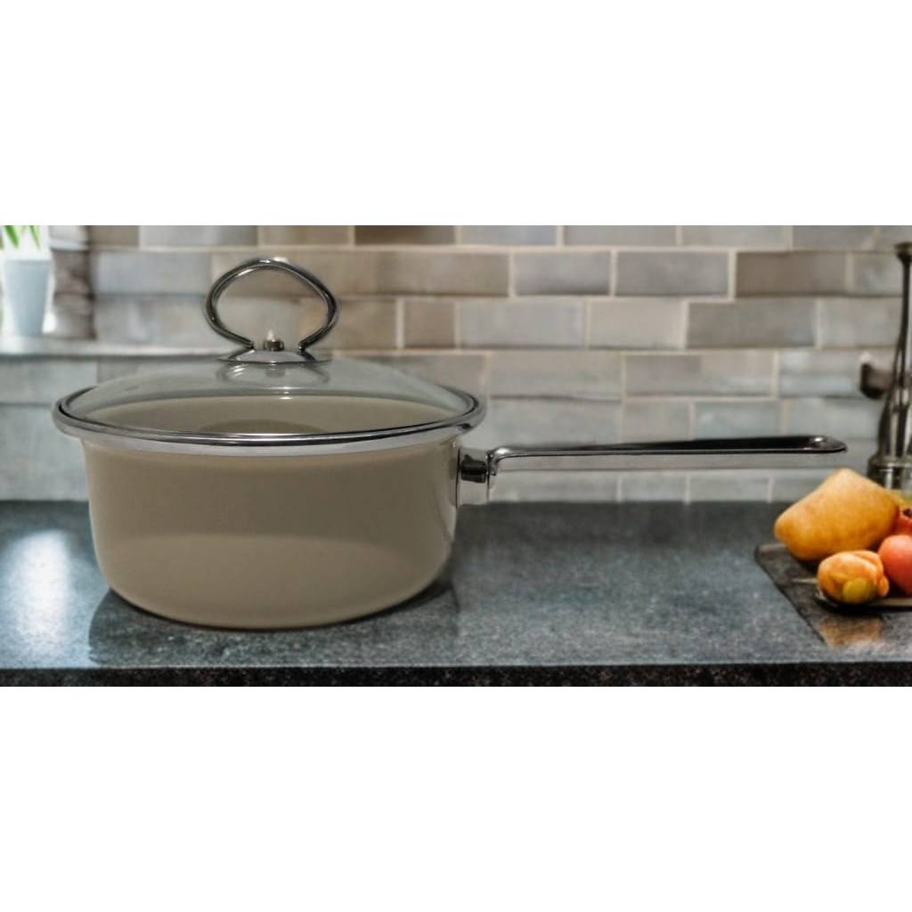 PANCI MASAK SAYUR ENAMEL PENDEK 16 CM (1.5 L) YELLOW