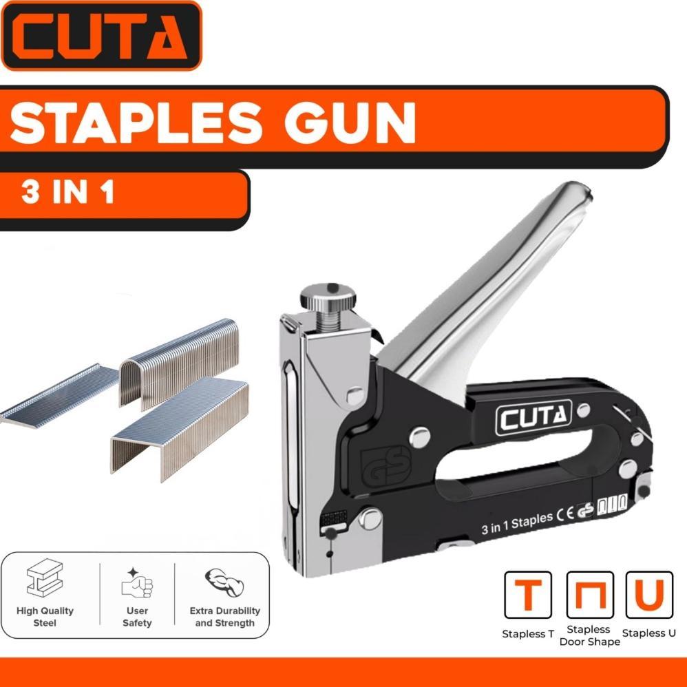 CUTA Staples Gun 3 in 1 Chromium Staples Tembak Hekter Tembak Gun Tracker Jok Motor Kayu besi