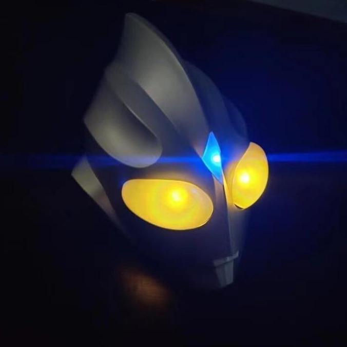 Topeng Ultraman Dewasa Anak Cosplay Tiga Tutup Kepala Helm Tutup Kepala Sensor Sentuh Masker Bercaha