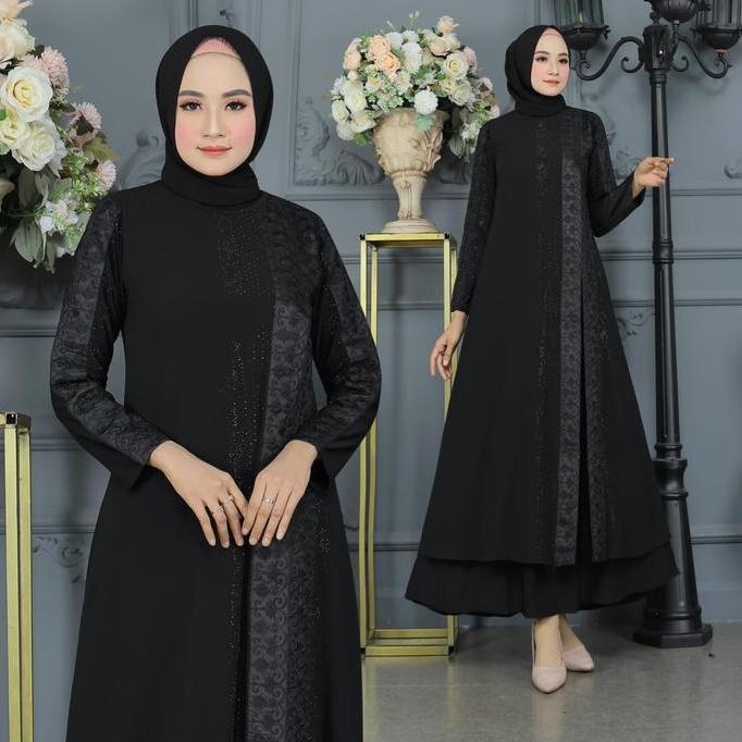 Khza- Galeri Sicantik - - Gamis Abaya Hitam Polos Bahan Jatuh - Abaya Turkey Hitam Polos - Gamis Hit