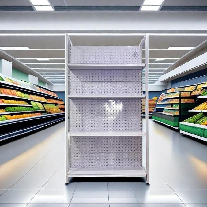 Terlaris Dhwe Rak 100% Baja Untuk Display Barang Dagangan Dengan Tiang Rak Supermarket Toko Swalayan
