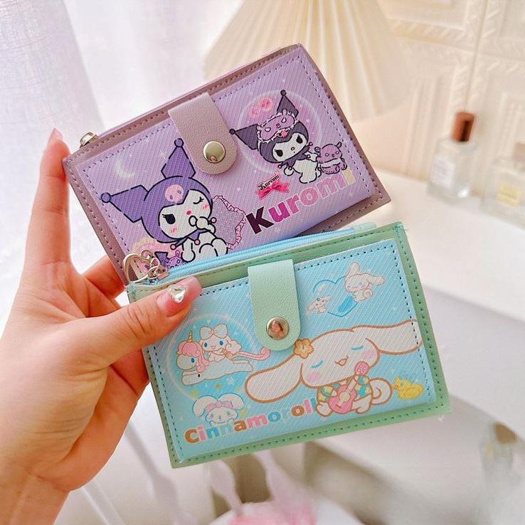 Grosir Dompet Lipat - Dompet Kartu Anak Cewek Motif Sanrio Terbaru Lucu Mini Dompet Koin Kuromi Cinn
