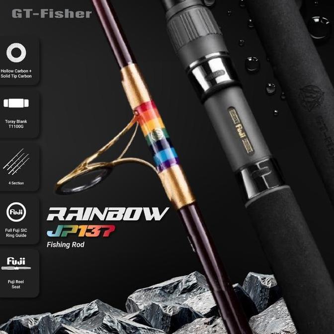Joran GT Fisher Rainbow Three Section Popping Travel Rod Ring FUJI JP137