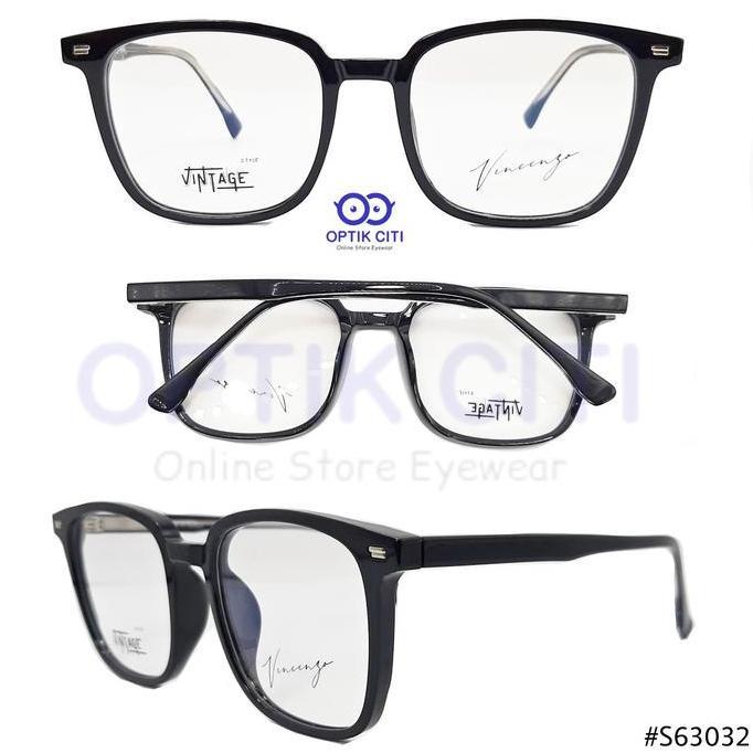 FRAME KACAMATA PRIA WANITA KOTAK BESAR VINCENZO VINTAGE 63 32 ORIGINAL