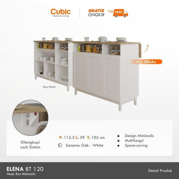 Cubic Meja Makan Tinggi / Bar Table Lipat Minimalis / ELENA BT 120