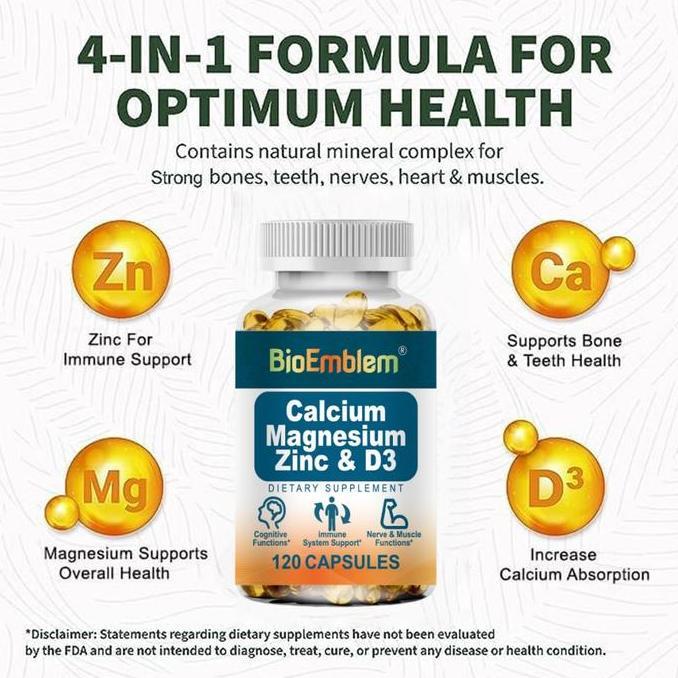 Calcium Magnesium Zinc + Vitamin D3 Kalsium Magnesium Seng + Vitamin D3 - 120 pcs