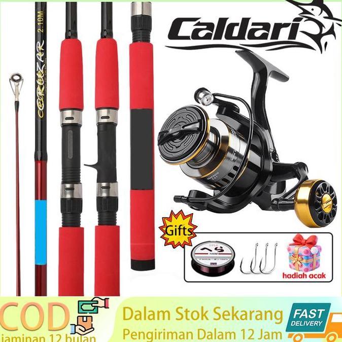 Caldari Joran Pancing Carbon 1.8-3M Ultra Light - Set Spinning Baitcasting Fiber Karbon Untuk Air Ta