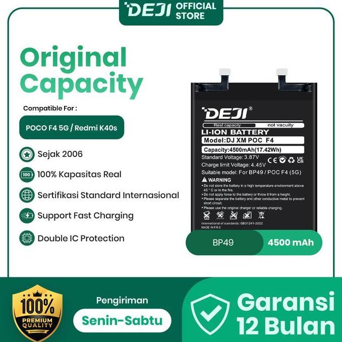 Waiyulimanshop - DEJI Baterai For BP49 Poco F4 5G / Redmi K40S 4500mAh 3.87V Original Capacity