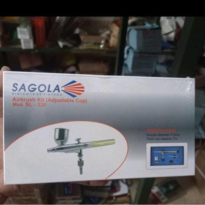 :>:>:>:>] Air Brush Kit Pen Brush Spray Gun Lukis Merk SAGOLA