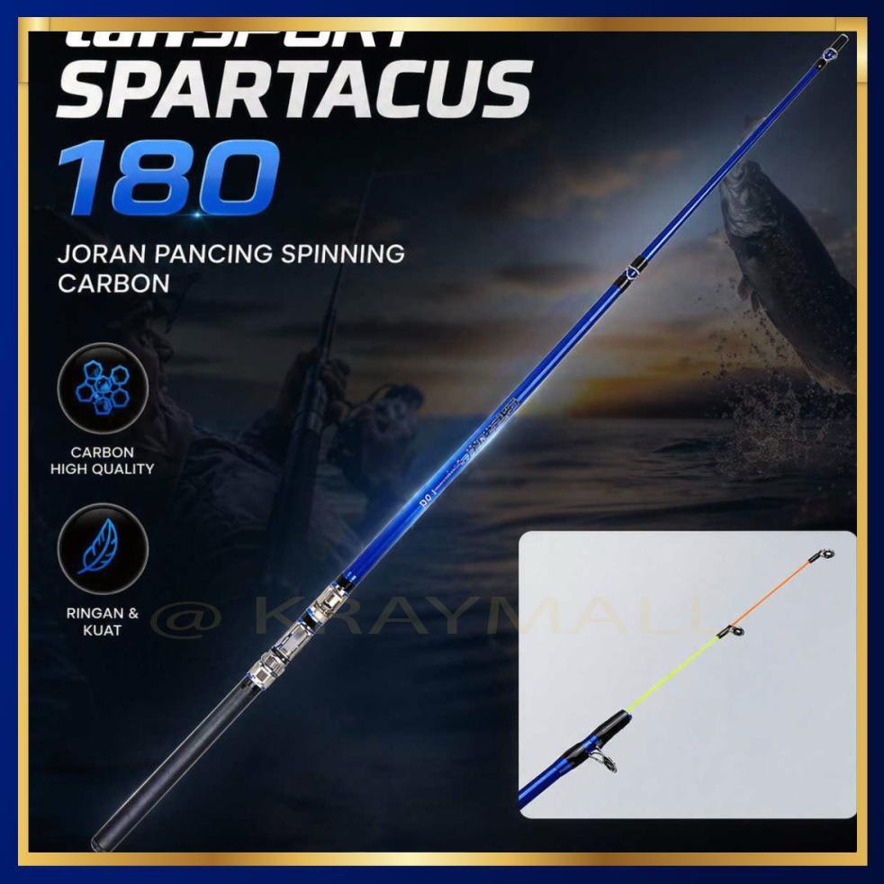 TaffSPORT Spartacus 180 Joran Pancing Spinning Carbon 2 Segments 1.8M