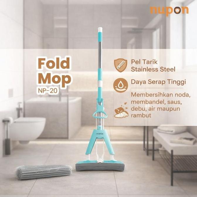 NUPON Alat Pel Pembersih Lantai Fold Mop Stainless Anti Karat