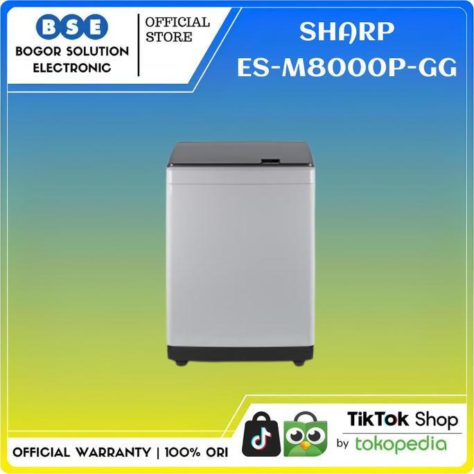 Sharp Mesin Cuci  ES-M8000P-GG Top Loading 8 Kg Sharp Mesin Cuci 1 Tabung ESM8000PGG