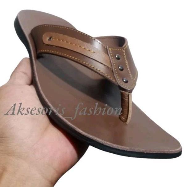 Free Ongkir Sandal Jepit Pria Kulit Asli Sandal Big Size : 44-45-46 Sandal Pria Jepit Kulit