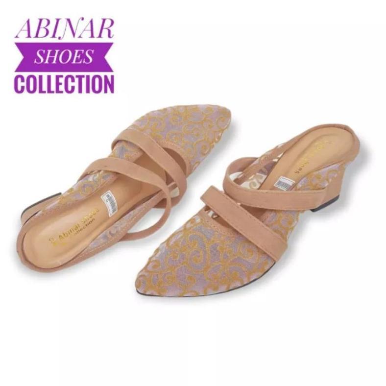 Free Ongkir Sandal High Heels Pesta Brukat Apollo 5Cm Sandal Brukat  Flat Wanita Hak Tahu Sandal Wed