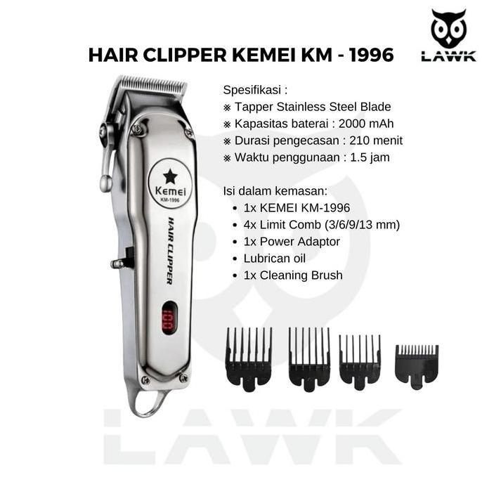 Termurah Kemei Km 1996 Full Metal Hair Clipper / Mesin Cukur Rambut Kemei Km-1996