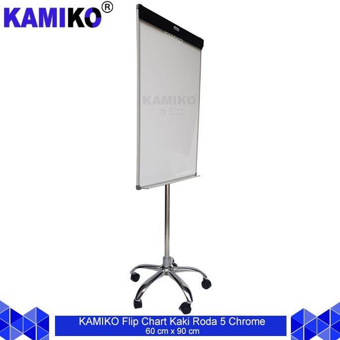 KAMIKO FLIP CHART 60 X 90 KAKI RODA 5 BESI CHROME REM