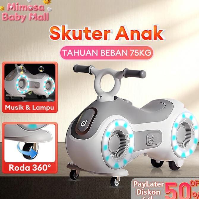 Mainan Skuter  Anak Kumbang Skuter Anak Roda 3 Kereta Luncur Bentuk Kacang Tanah Bisa Lipat Lampu &M