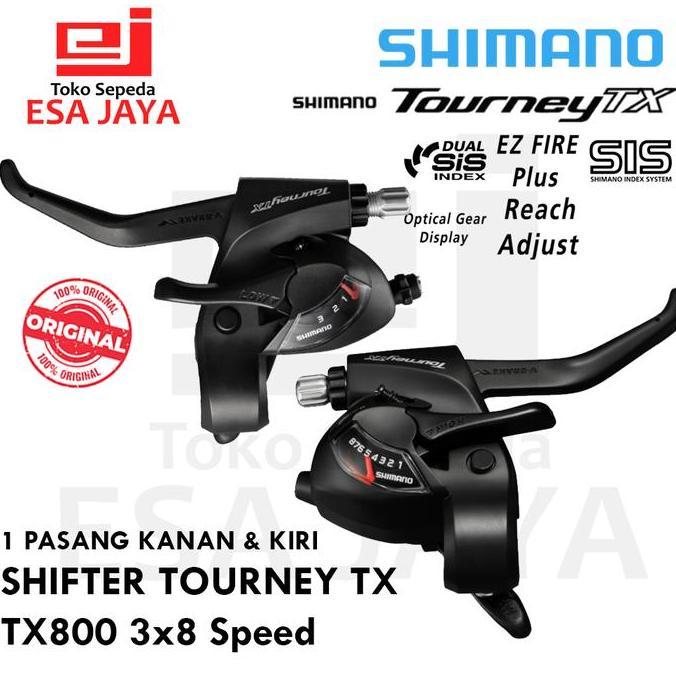 Shifter Shimano Tourney TX 800 3 x 8 Speed + Handle Rem TX800