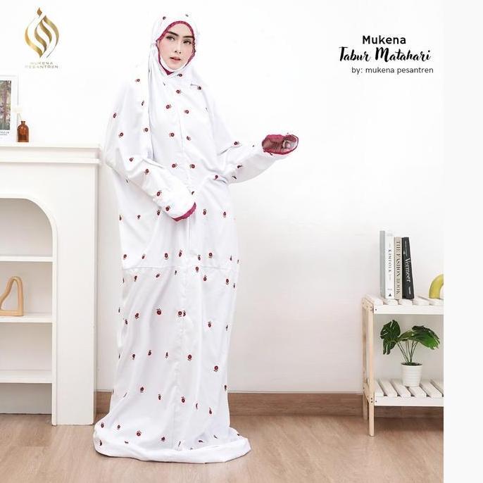 Mukena Terusan kain Katun Micro Bordir Bunga Matahari (BEST SELLER) mukena  putih santri mukena  men