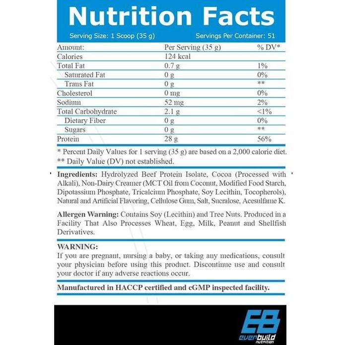 Everbuild Nutrition Beef Isolate 4 Lbs Whey Protein Isolate - Kmcr