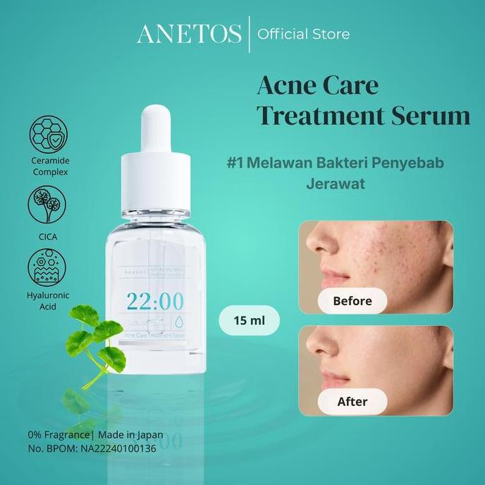ANETOS Serum Jerawat 15ml Perawatan Wajah dengan Vitamin C, Menghaluskan & Mencerahkan Kulit | BPOM 