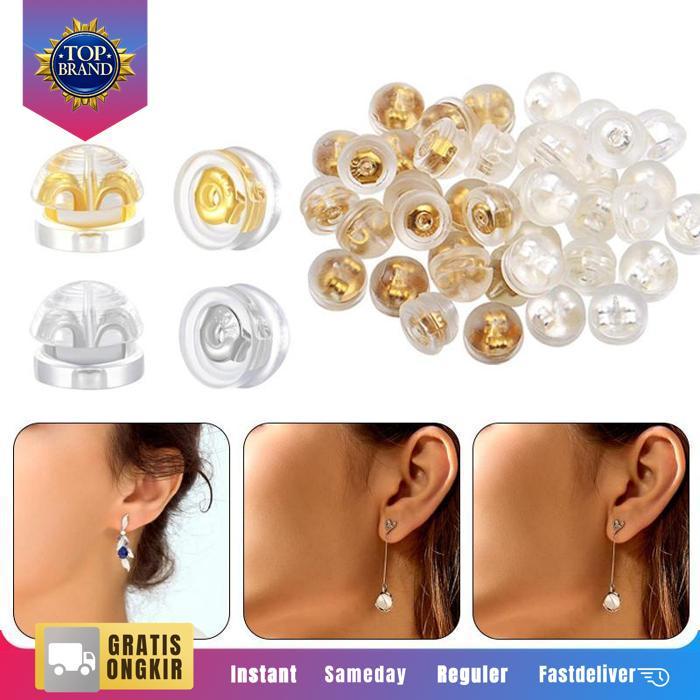 Isi 100 Stoper Anting Tusuk Silikon Penutup Bantalan Anting Premium