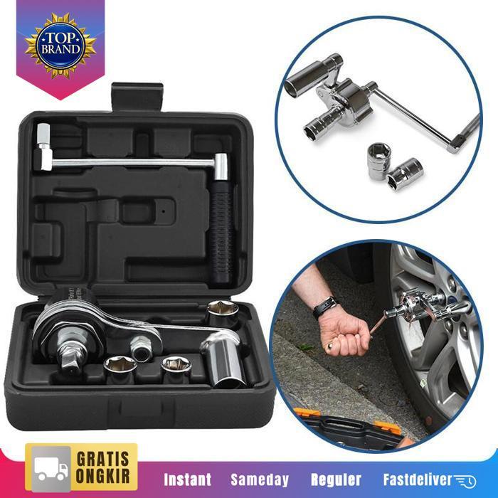 5Pcs/Set Kunci Impact Roda Mobil Manual Kunci Roda Putar 1:16 Wrench Lug Nut Remover Multiplier