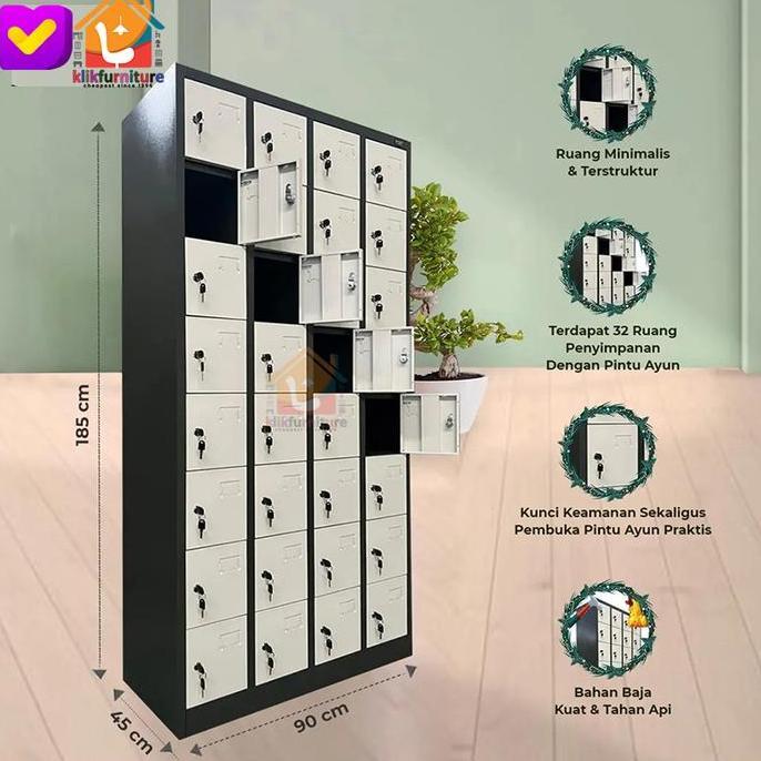 Lemari Loker Besi Locker Cabinet 32 Pintu Full Besi Akl 32 S
