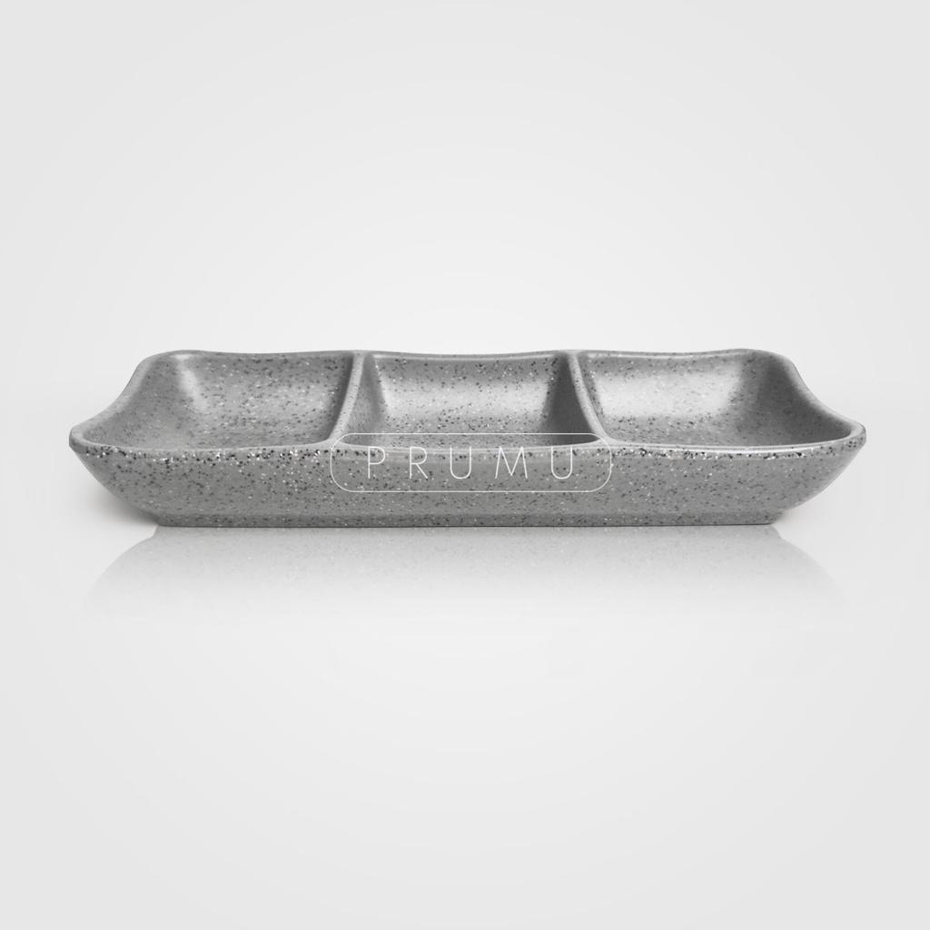 Prumu Melamine Stone Tempat Sambal Sekat 3 - Wadah Sambal - Tempat Saos - Wadah Saos - Golden Dragon
