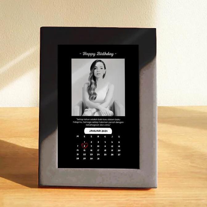 Clip- Calendar Date Foto Miniframe Custom Foto + Bingkai 4R - Frame Foto Kustom Dengan Bingkai Minim