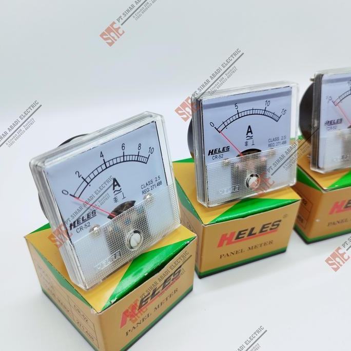 Ampere Amper Meter Panel Heles CR52 Analog 10A 15A 30A 50A