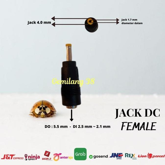 DE54 >> 4.0mm*1.7mm Sambungan Jack DC/Female to Male Over Connector Jack DC