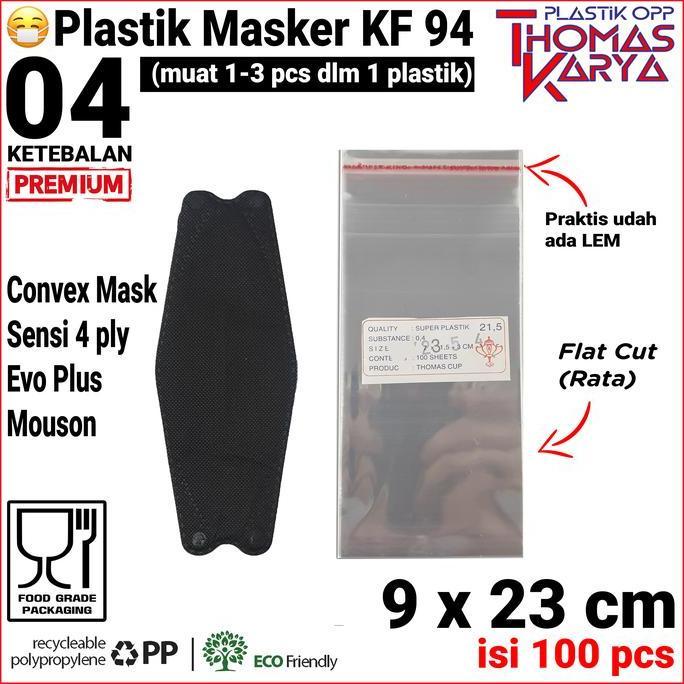 Newbitc- Langsungbungkus- 9X3 Cm Plastik Opp Tebal (Lem) Plastik Masker Kf94 Mask Convex Kf 94