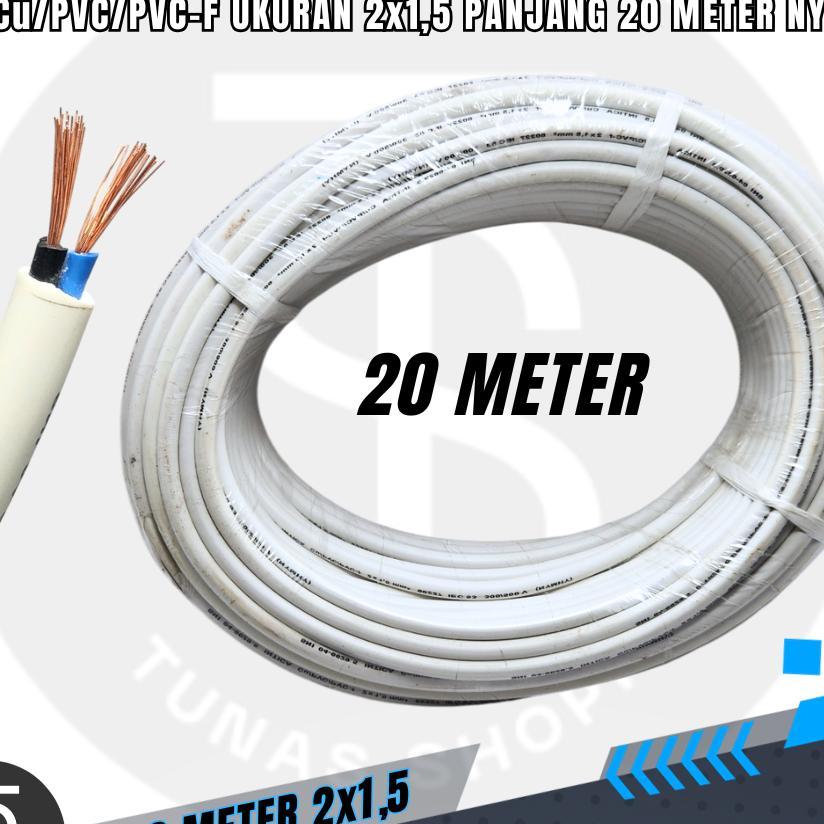 Kabel Tembaga Serabut Fleksibel 20 Meter / Kabel Listrik Serabut 2X1.5 Nymhy / Kabel Listrik Serabut
