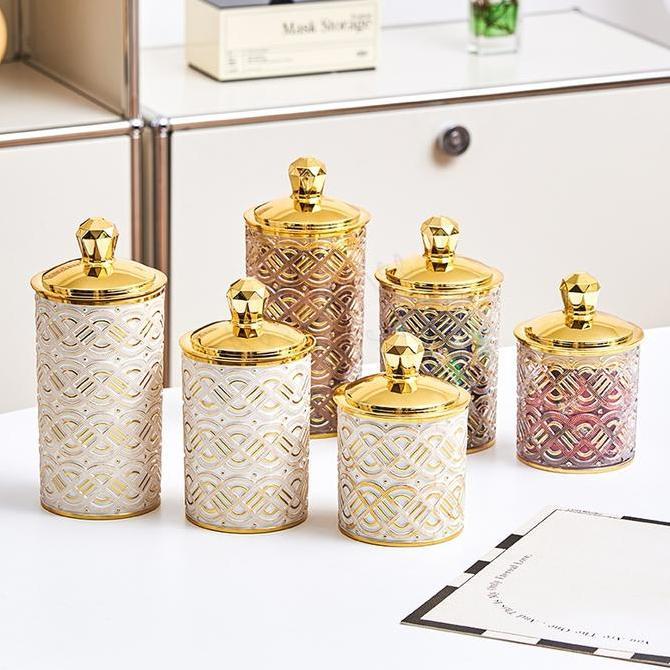 SYLVETI New 3pcs/Set Toples Penyimpanan Toples Aesthetic Mewah SetMakanan Toples Lebaran Toples Set 