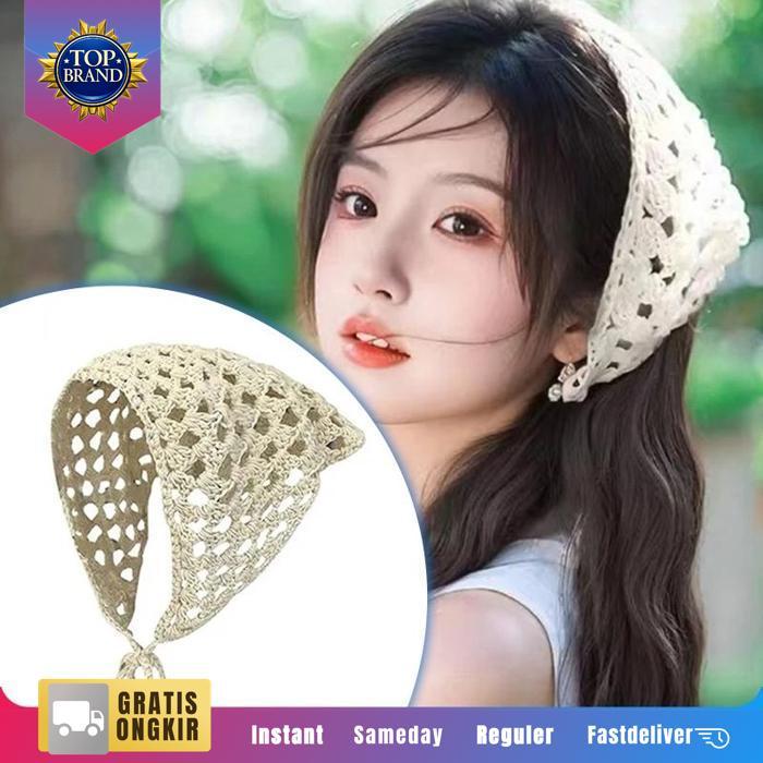 Bandana Segitiga Rajut Handmade Bando Bandana Rajut Adjustable Bandana Crochet Bando Rajut Segitiga