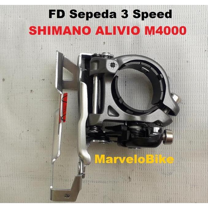 FD Front Derailleur Sepeda 3 Speed Tarikan Atas Bawah SHIMANO ALIVIO M4000