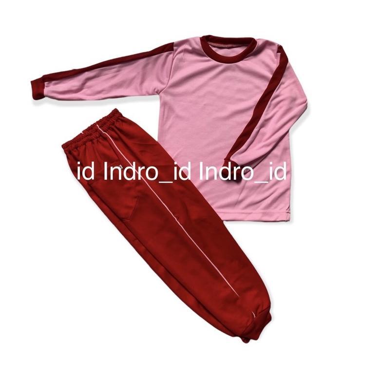 Bergaransi Seragam Kaos Tk Paud Olahraga Merah Pink Panjang