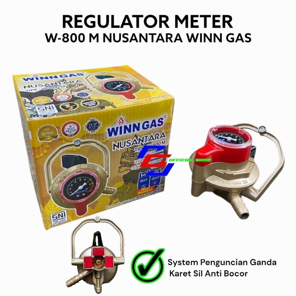 NEW Premium Regulator Meter W 800 M Yellow Gold Winn Gas Double Lock Ekslusif Safety Plus Nusantara